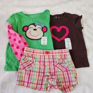 Jumping Bean Bundle Girls Tops 18 Mo. & 2T  & Shorts 2T  NWT